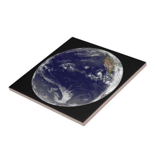 Aarde met drie tropische cyclonen in de Stille Oce Tegeltje (Zijkant)