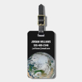 Aarde met het Noordpoolgebied, Europa en Azië. Bagagelabel (Voorkant verticaal)