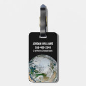 Aarde met het Noordpoolgebied, Europa en Azië. Bagagelabel (Achterkant verticaal)