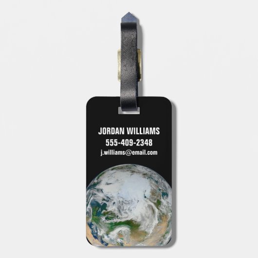 Aarde met het Noordpoolgebied, Europa en Azië. Bagagelabel (Achterkant verticaal)