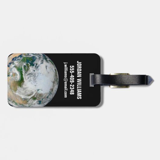 Aarde met het Noordpoolgebied, Europa en Azië. Bagagelabel (Achterkant horizontaal)