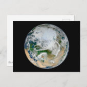 Aarde met het Noordpoolgebied, Europa en Azië. Briefkaart (Voorkant / Achterkant)