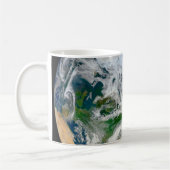 Aarde met het Noordpoolgebied, Europa en Azië. Koffiemok (Links)