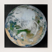 Aarde met het Noordpoolgebied, Europa en Azië. Legpuzzel (Verticaal)