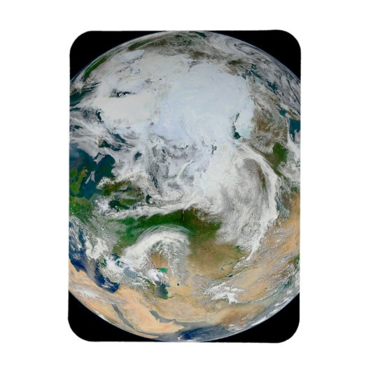 Aarde met het Noordpoolgebied, Europa en Azië. Magneet (Verticaal)