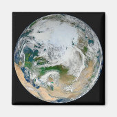 Aarde met het Noordpoolgebied, Europa en Azië. Magneet (Voorkant)