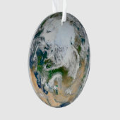 Aarde met het Noordpoolgebied, Europa en Azië. Ornament (voorkant)