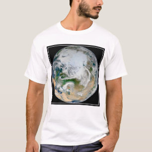 Aarde met het Noordpoolgebied, Europa en Azië. T-shirt