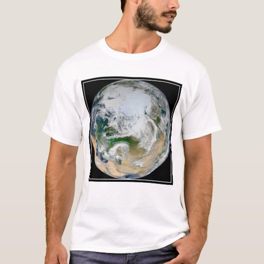 Aarde met het Noordpoolgebied, Europa en Azië. T-shirt (Voorkant)