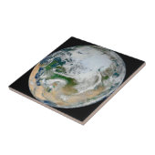 Aarde met het Noordpoolgebied, Europa en Azië. Tegeltje (Zijkant)