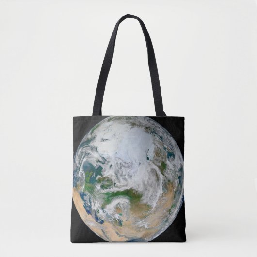 Aarde met het Noordpoolgebied, Europa en Azië. Tote Bag (Voorkant)