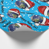 Aarde met Kerstmis een kerstman Cadeaupapier (Hoek)
