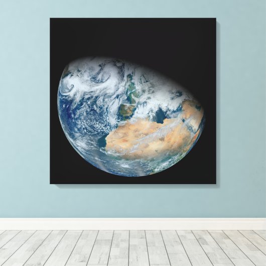 Aarde met Noord-Afrika en Zuidwest-Europa Canvas Afdruk (Insitu (Houten vloer))