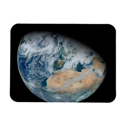 Aarde met Noord-Afrika en Zuidwest-Europa Magneet (Horizontaal)