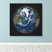 Aarde met wolken en Zee 2 Canvas Afdruk (Insitu (Houten vloer))