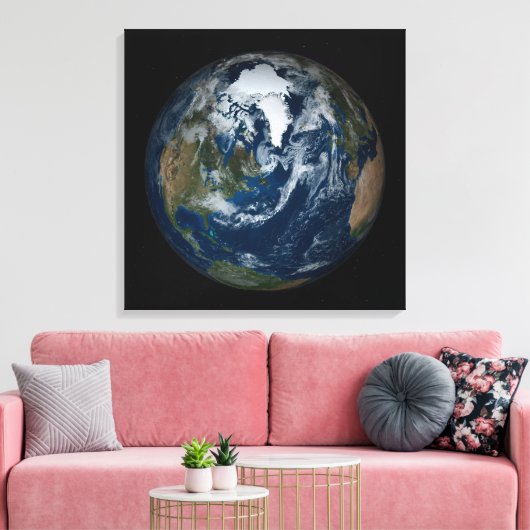 Aarde met wolken en Zee 2 Canvas Afdruk (Insitu (Woonkamer))