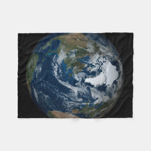 Aarde met wolken en Zee 2 Fleece Deken (Voorkant (Horizontaal))