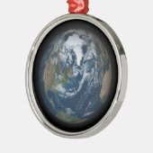 Aarde met wolken en Zee 2 Metalen Ornament (Links)