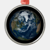 Aarde met wolken en Zee 2 Metalen Ornament (Voorkant)