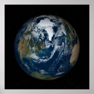 Aarde met wolken en Zee 2 Poster