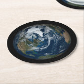 Aarde met wolken en Zee 2 Ronde Kartonnen Onderzetter (Gebogen)