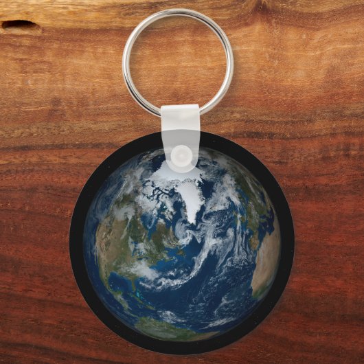 Aarde met wolken en Zee 2 Sleutelhanger (Achterkant)
