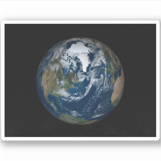 Aarde met wolken en Zee 2 Sticker (Voorkant)