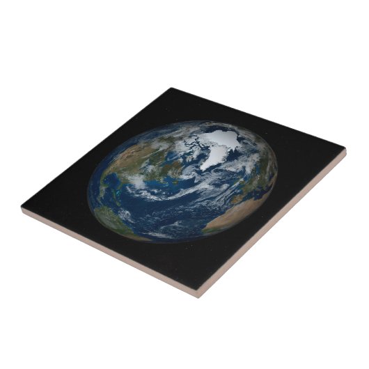 Aarde met wolken en Zee 2 Tegeltje (Zijkant)