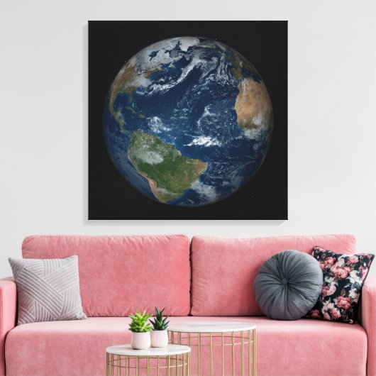 Aarde met wolken en Zee Canvas Afdruk (Insitu (Woonkamer))