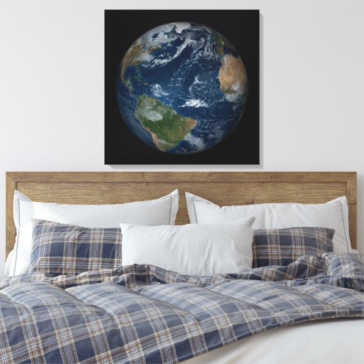 Aarde met wolken en Zee Canvas Afdruk (Insitu (Slaapkamer))