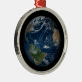 Aarde met wolken en Zee Metalen Ornament (Rechts)