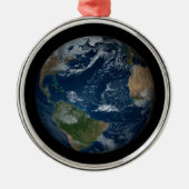 Aarde met wolken en Zee Metalen Ornament (Voorkant)