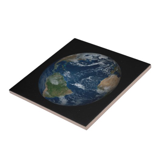 Aarde met wolken en Zee Tegeltje (Zijkant)