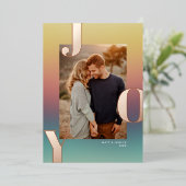 Aarde Modern Gradient JOY Christmas Foto Folie Feestdagenkaart (Staand Voorkant)
