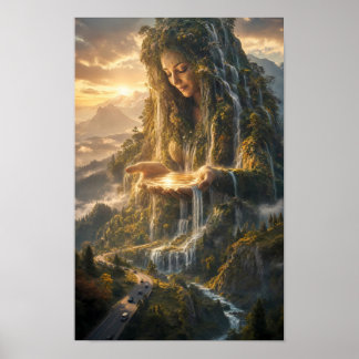 Aarde Moeder Poster met Gouden Wateren