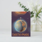 Aarde naar Mars Retro Sci-fi poster Briefkaart (Staand voorkant)