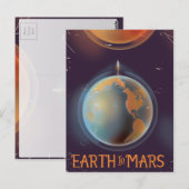 Aarde naar Mars Retro Sci-fi poster Briefkaart (Voorkant / Achterkant)