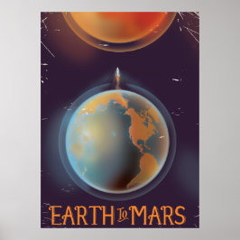 Aarde naar Mars vintage sciencefictionposter Poster