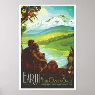 Aarde NASA Ruimte Reis Poster Print  Sterren