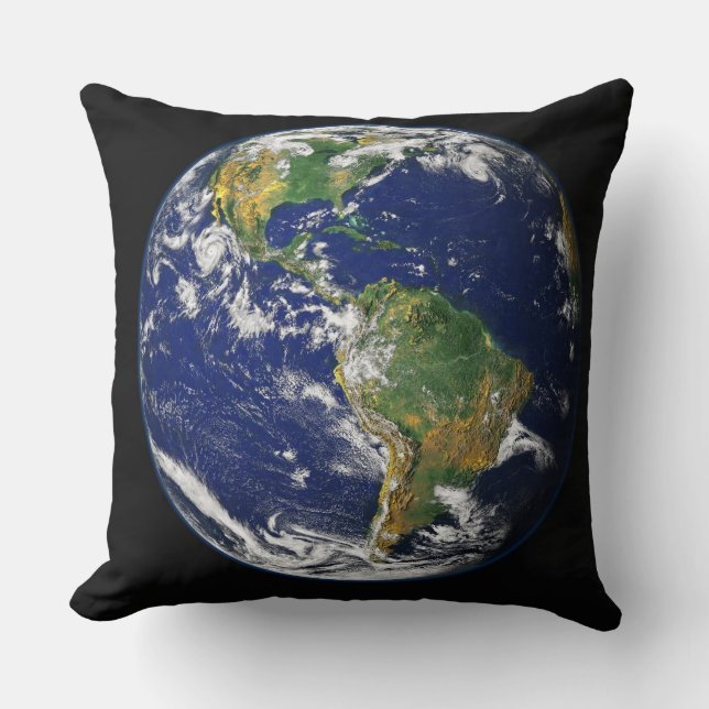 Aarde Noord-Amerika Zuid-Amerika Wereldbol Kussen (Voorkant)