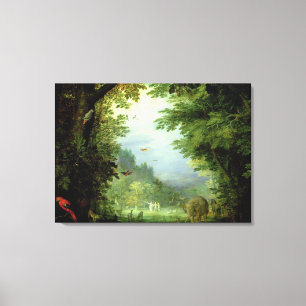 Aarde of het aardparadijs, detail van Adam en Canvas Afdruk