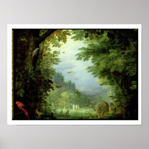 Aarde of het aardparadijs, detail van Adam en Poster