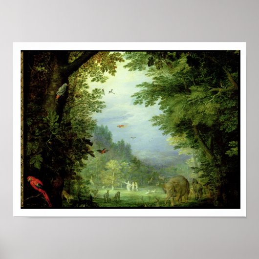 Aarde of het aardparadijs, detail van Adam en Poster (Voorkant)