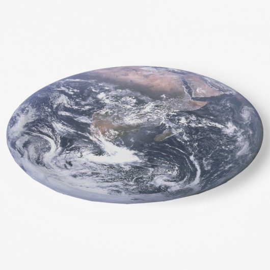 Aarde op aarde van ruimtevaartdagbladen, Borden Papieren Bordje (Gekanteld)