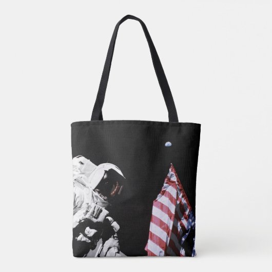 Aarde opkomend boven Maan - Vlag en Aarde Tote Bag (Achterkant)
