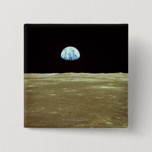 Aarde over Moon Vierkante Button 5,1 Cm