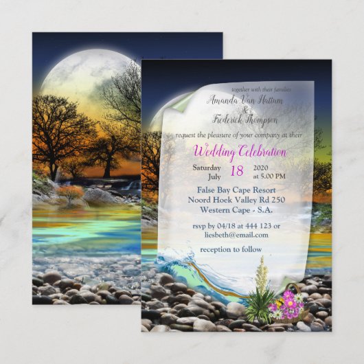 Aarde Planeet Element trouw uitnodiging (Voorkant / Achterkant)