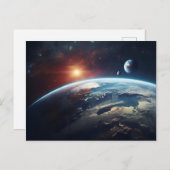 Aarde planeet vanuit de ruimte briefkaart (Voorkant / Achterkant)