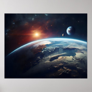 Aarde planeet vanuit de ruimte poster