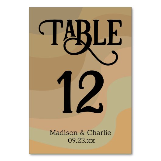 Aarde Retro Swirls Bruiloft Kaart (Voorkant)